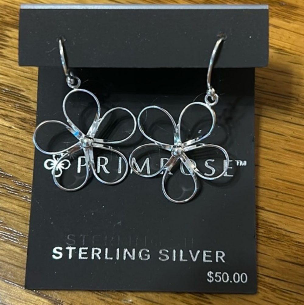 NWT Primrose Sterling Silver 925 Daisy Floral Dangle Earrings - Picture 3 of 11